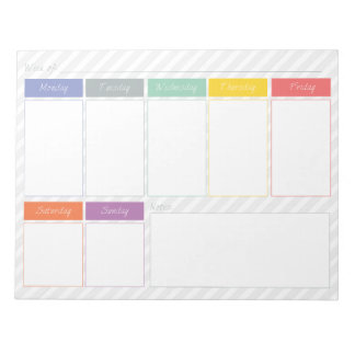 Spring Rainbow Weekly Planner Tear Off Notepad
