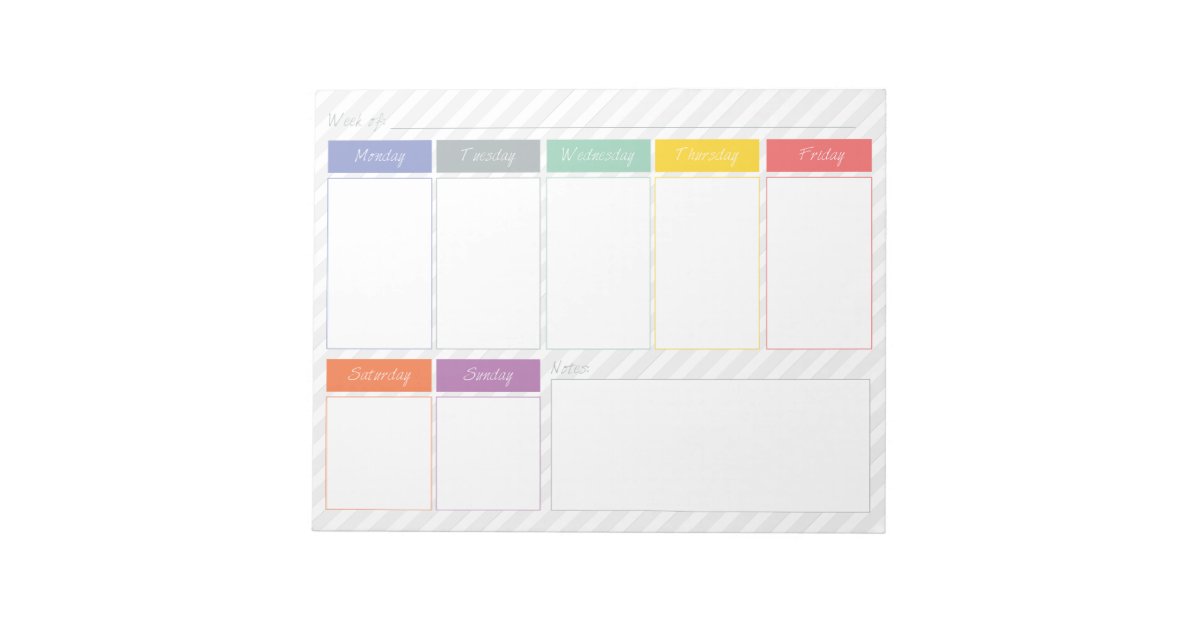 Spring Rainbow Weekly Planner Tear Off Notepad | Zazzle