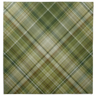 Spring Rains Cream, Tan, and Olive Green Plaid Cloth Napkin