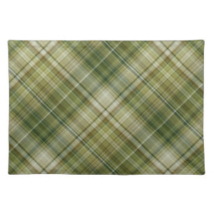 Spring Rains Cream, Tan, and Olive Green Plaid Cloth Placemat