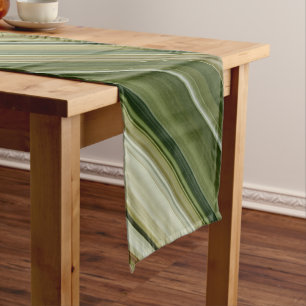 Spring Rains Cream, Tan, and Olive Green Stripe Short Table Runner