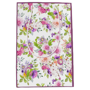 Spring Ranunculus and Rose Collage Medium Gift Bag