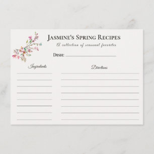 Spring Recipe Card Floral Seasonal Kitchen 