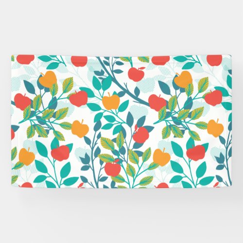 Spring Red and Green Colors Apple Fruit Pattern Banner