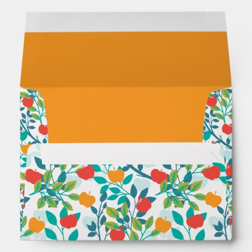 Spring Red and Green Colors Apple Fruit Pattern En Envelope