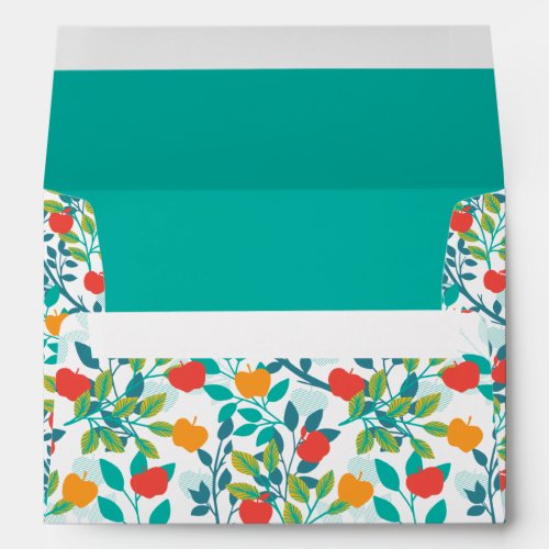 Spring Red and Green Colors Apple Fruit Pattern En Envelope