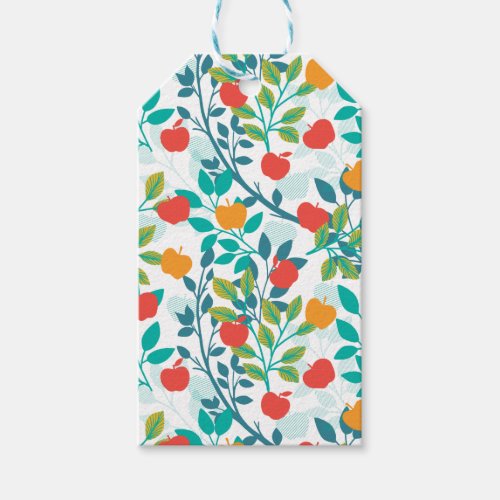 Spring Red and Green Colors Apple Fruit Pattern Gift Tags
