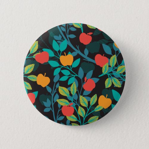 Spring Red and Green Colors Apple Fruit Pattern II Button