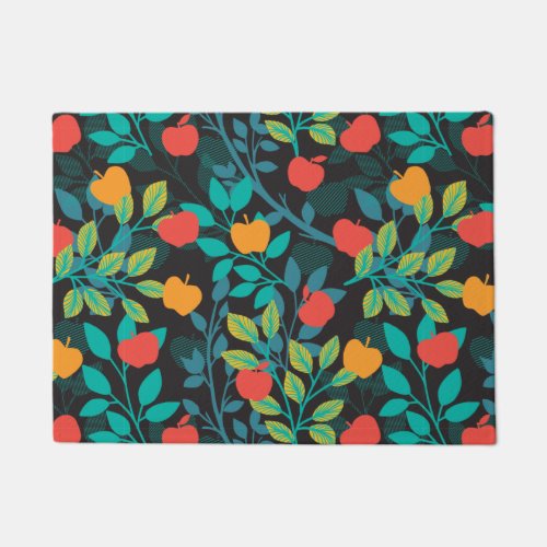 Spring Red and Green Colors Apple Fruit Pattern II Doormat