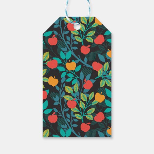 Spring Red and Green Colors Apple Fruit Pattern II Gift Tags