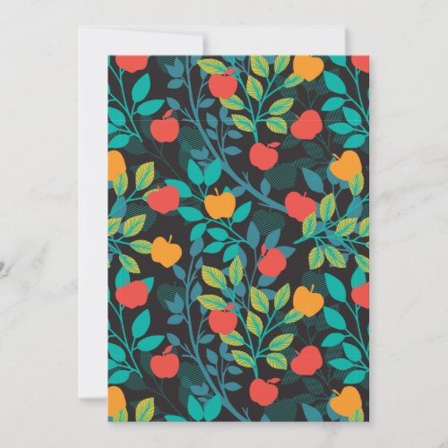 Spring Red and Green Colors Apple Fruit Pattern II Holiday Card