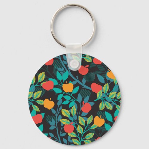 Spring Red and Green Colors Apple Fruit Pattern II Keychain