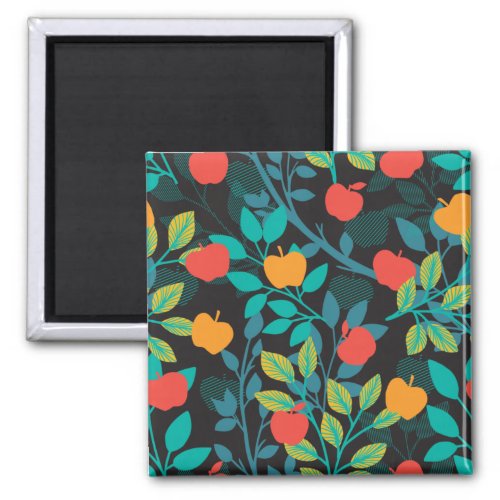 Spring Red and Green Colors Apple Fruit Pattern II Magnet