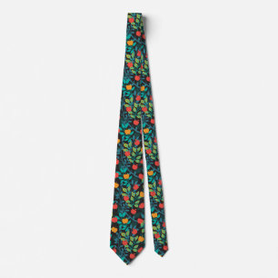 Spring Red and Green Colors Apple Fruit Pattern II Neck Tie