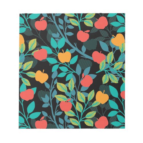 Spring Red and Green Colors Apple Fruit Pattern II Notepad