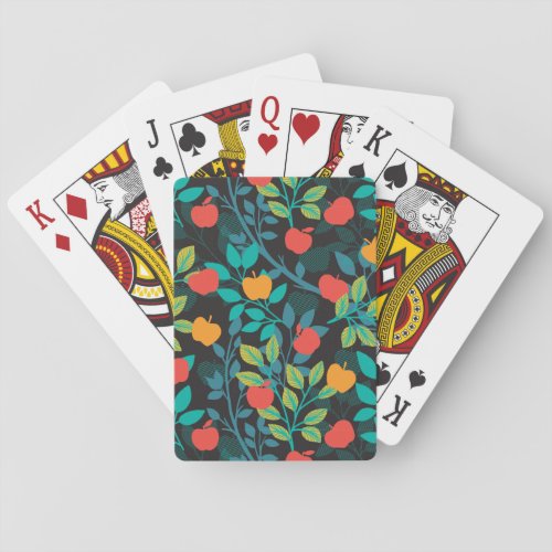 Spring Red and Green Colors Apple Fruit Pattern II Playing Cards