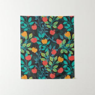 Spring Red and Green Colors Apple Fruit Pattern II Tapestry