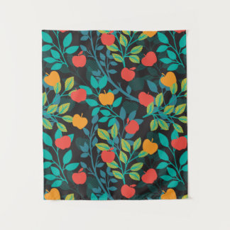 Spring Red and Green Colors Apple Fruit Pattern II Tapestry