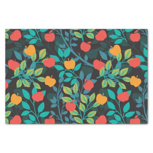 Spring Red and Green Colors Apple Fruit Pattern II Tissue Paper