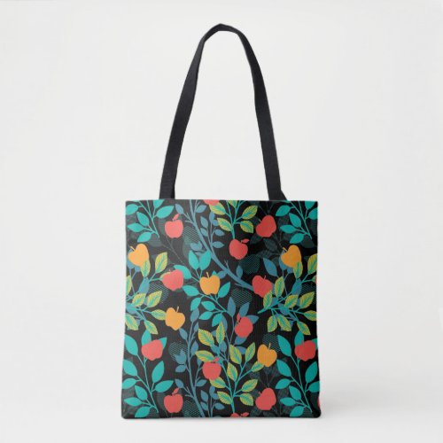 Spring Red and Green Colors Apple Fruit Pattern II Tote Bag