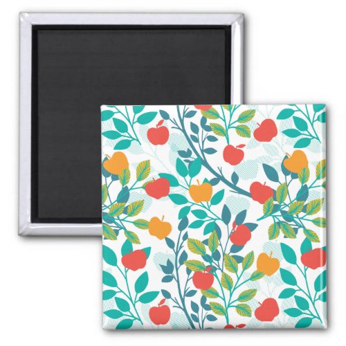 Spring Red and Green Colors Apple Fruit Pattern Magnet