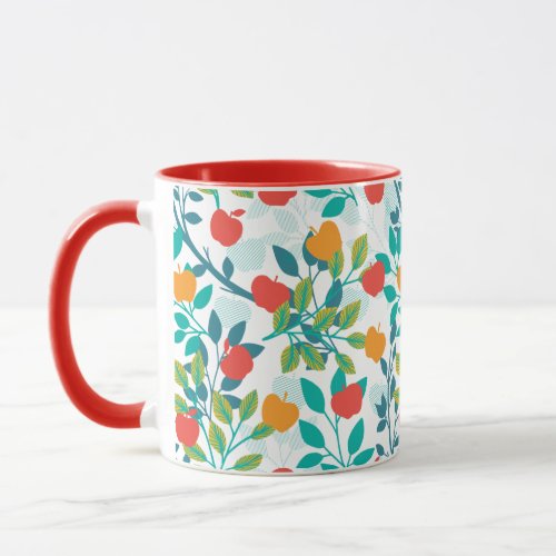 Spring Red and Green Colors Apple Fruit Pattern Mug