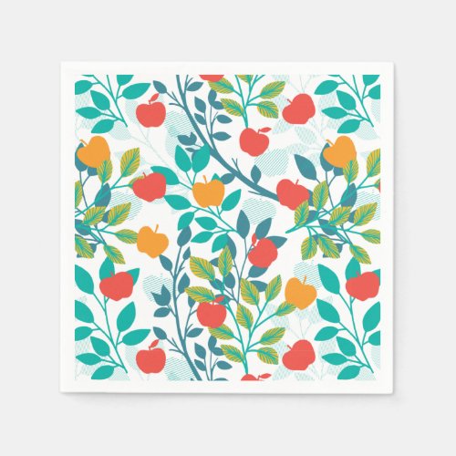 Spring Red and Green Colors Apple Fruit Pattern Napkins