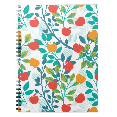 Spring Red and Green Colors Apple Fruit Pattern Notebook