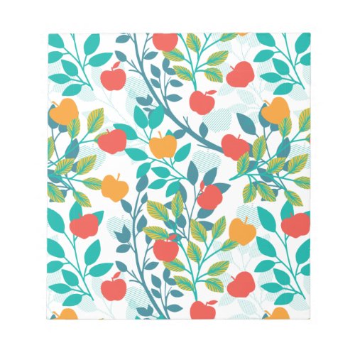 Spring Red and Green Colors Apple Fruit Pattern Notepad