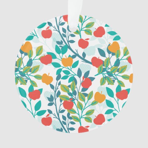 Spring Red and Green Colors Apple Fruit Pattern Ornament
