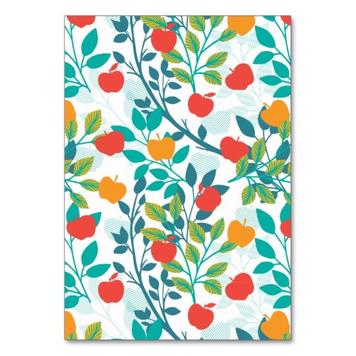 Spring Red and Green Colors Apple Fruit Pattern Table Number