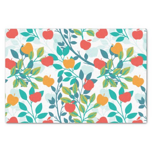 Spring Red and Green Colors Apple Fruit Pattern Tissue Paper