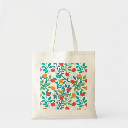 Spring Red and Green Colors Apple Fruit Pattern Tote Bag