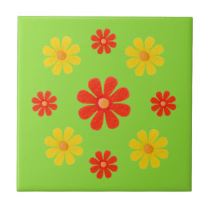 Spring red and yellow flowers for kitchen ceramic tile