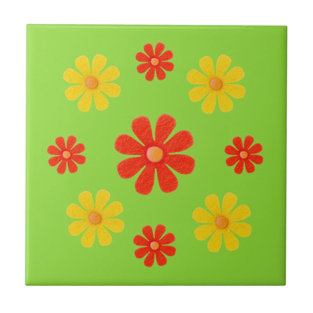 Spring red and yellow flowers for kitchen ceramic tile (Front)