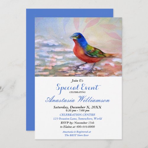 SPRING RED BREAST ROBIN PARTY EVENT INVITE