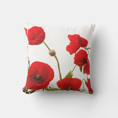 Spring Red Poppy Flowers Vintage Custom Color Outdoor Pillow