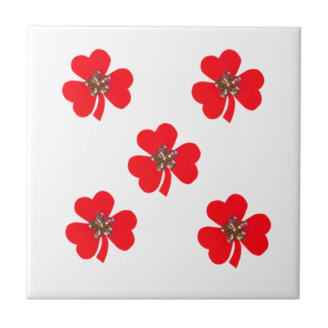 Spring red, red clovers for kitchen tile (Front)