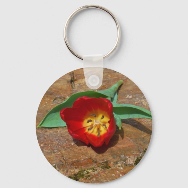 Spring Red Tulip Keychain (Front)