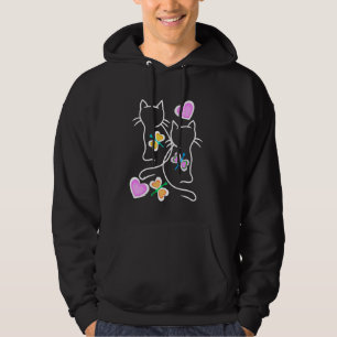 Spring Retro Cats 80s 90s Kittens Butterflies Chil Hoodie