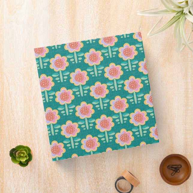 Spring Retro Flower 3 Ring Binder (In Situ)