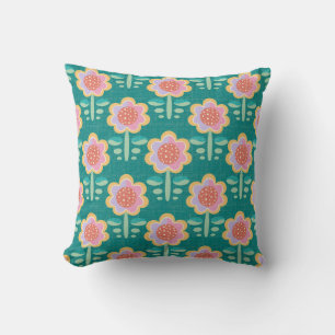 Spring Retro Flower Throw Pillow