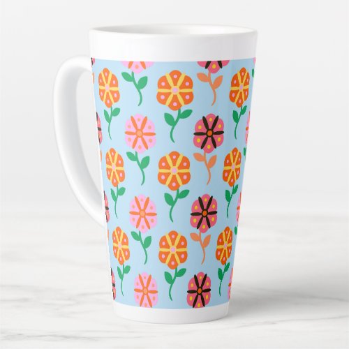Spring retro flowers latte mug