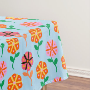Spring retro flowers tablecloth