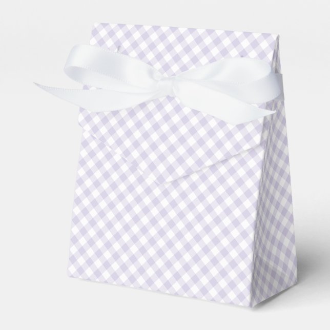 Spring Retro Gingham | Dusty Lavender Favor Boxes (Front Side)