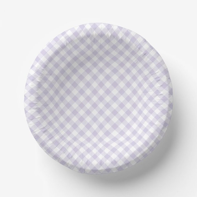 Spring Retro Gingham | Dusty Lavender Paper Bowls (Front)