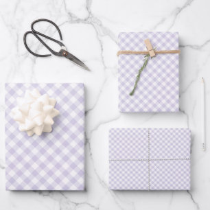 Spring Retro Gingham Dusty Lavender Wrapping Paper Sheets