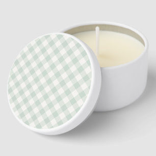 Spring Retro Gingham Muted Sage Mini Candle Favors