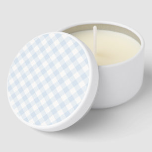 Spring Retro Gingham Powder Blue Mini Candle Favors