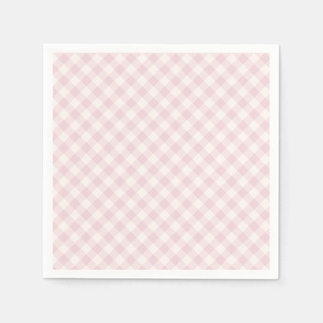 Spring Retro Gingham | Soft Blush Napkins (Front)